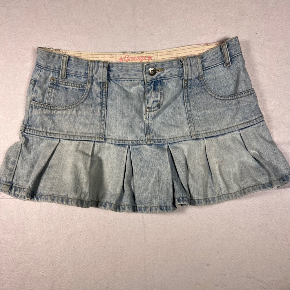 Garage Pleated Denim Mini Skirt Womens 9 Blue Good